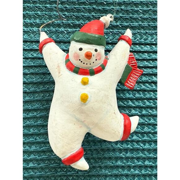 Lot 3 Vintage Christmas Ornaments Angels & Snowman Resin Hand Painted Ornaments - Picture 4 of 6